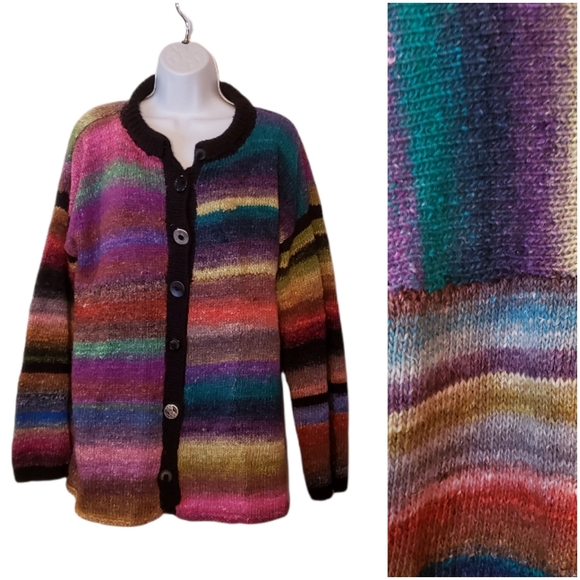 Colorful rainbow sweater cardigan - Picture 1 of 5